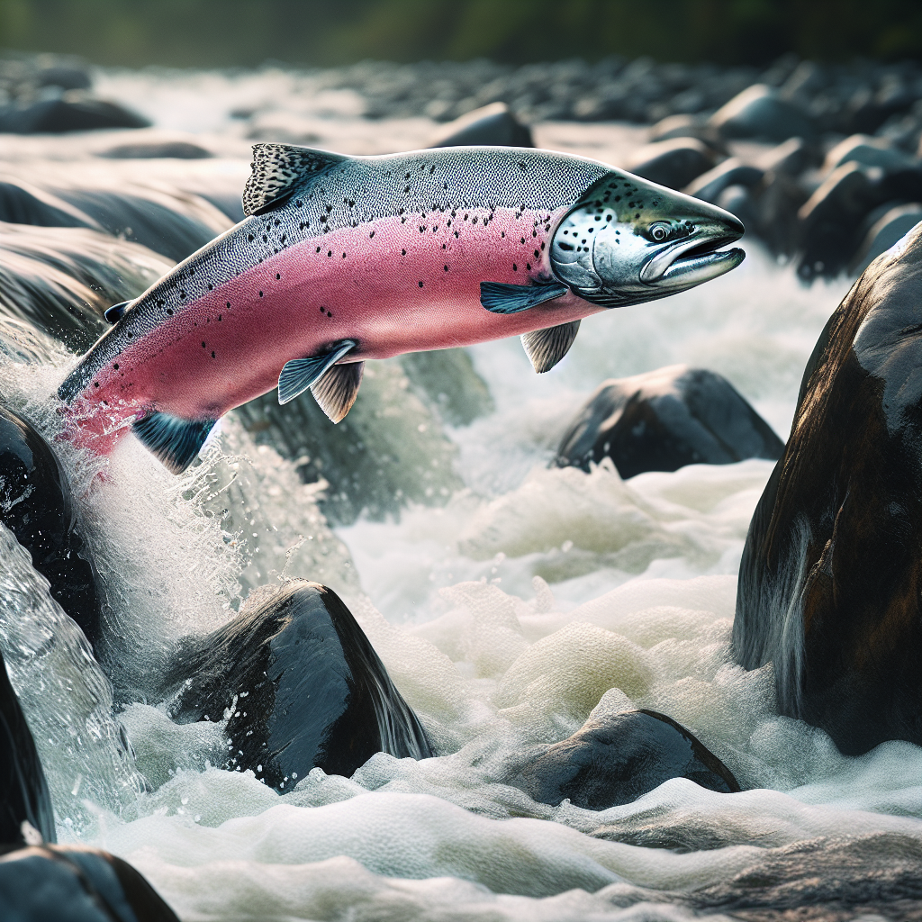 Zalm swimming upstream